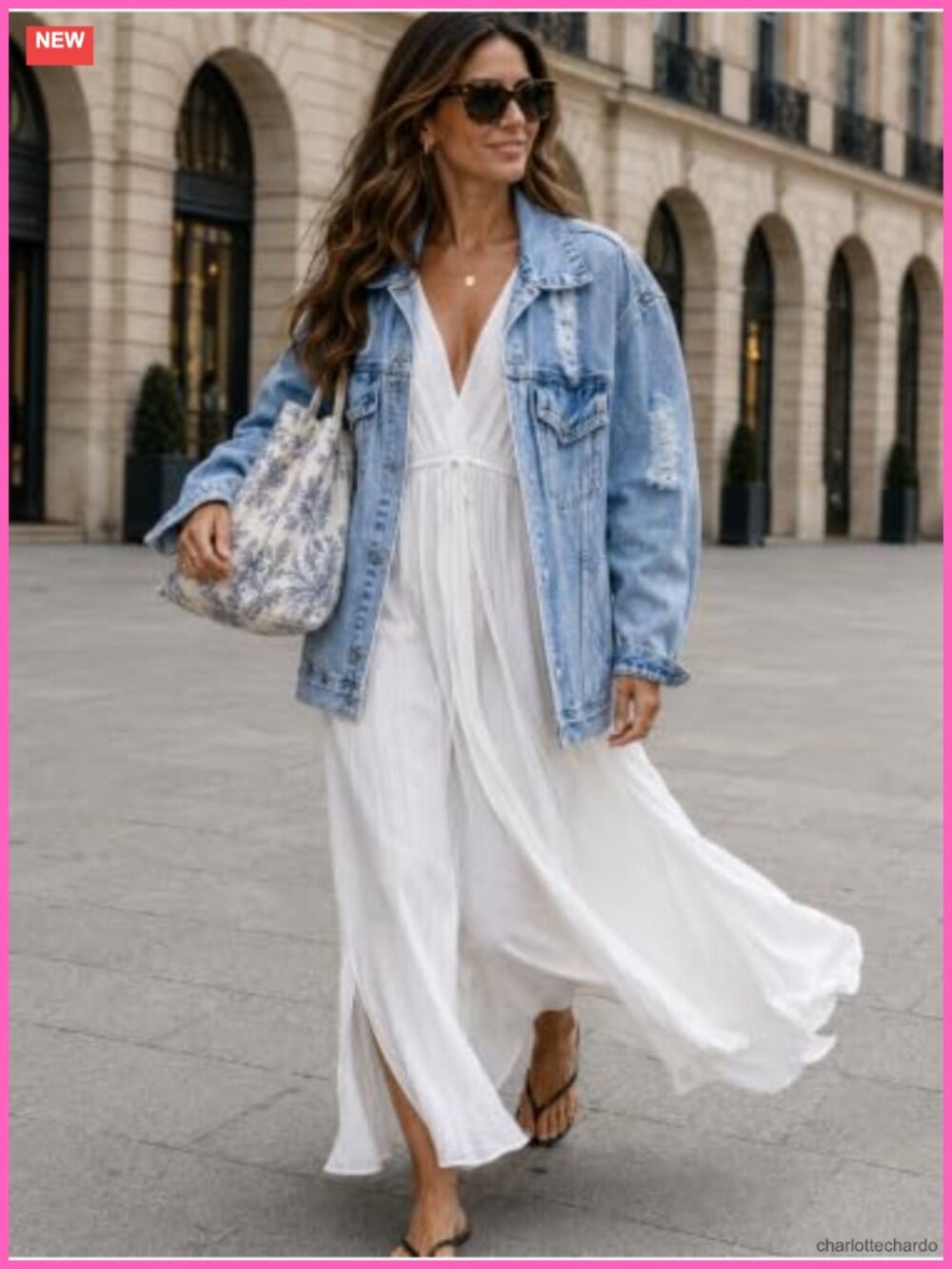 Oversized Boyfriend Denim Jacket Distressed Ripped Long Sleeve Women's Jean Coat - Picture 2 of 6